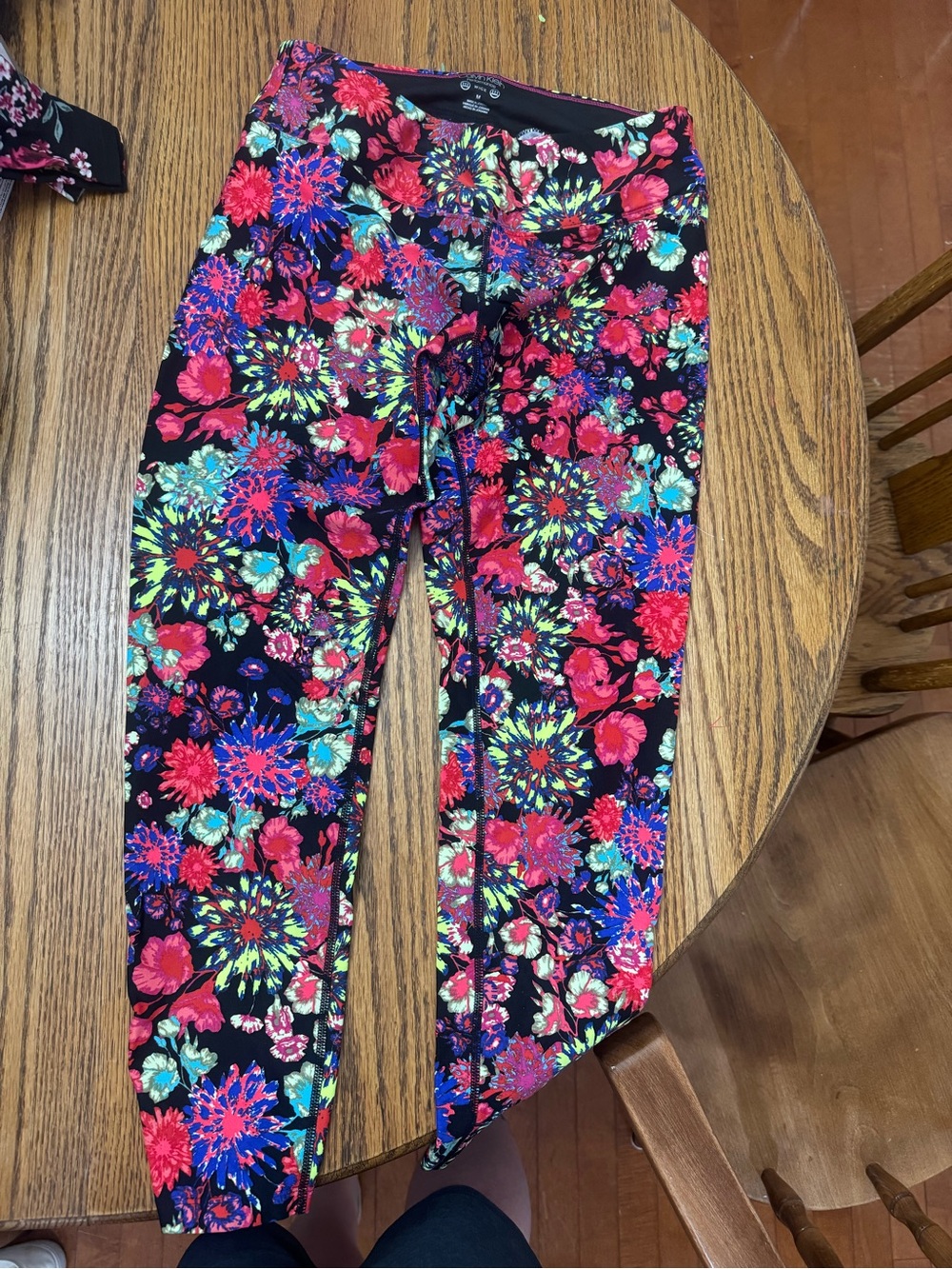 Calvin Klein Black Floral Print Girls' Leggings - Pink, Blue, Green